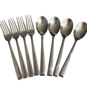 Hampton Silversmiths Flatware Set 4 Forks 4 Spoons Stainless Modern Kitchen 8 pc